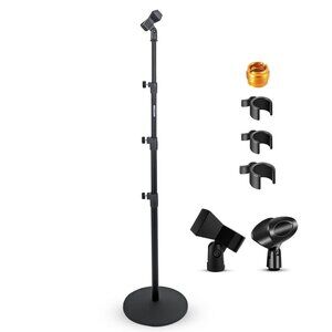 5Core Mic Stand Floor Adjustable Round Base Universal Metal Microphone Stands